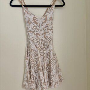 white sequin mini dress